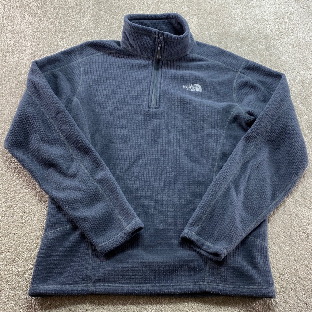 The North Face Fleece Pullover Mens Small Grey Excellent Waffle Grid‎ 1/4 Zip
